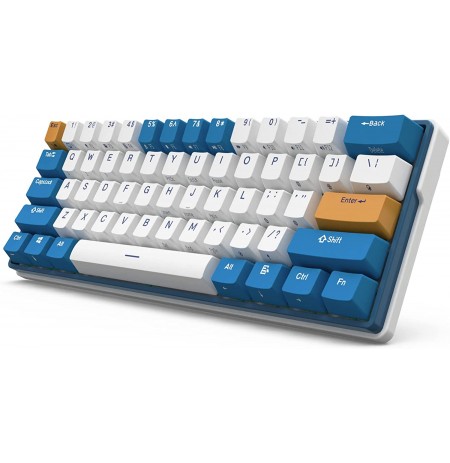 Royal Kludge RK61 Plus White Wireless Mechanical Keyboard | 60%, Hot-swap, RGB, Sky Cyan Switch, US