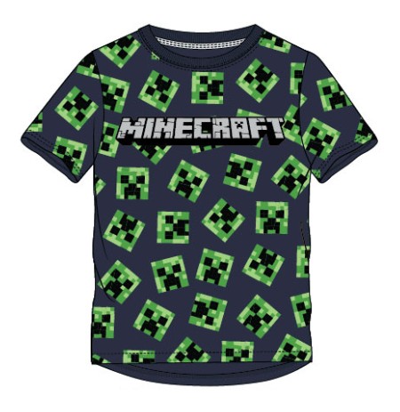 Minecraft Creepy Creeper Heads Navy Blue T-Shirt | 10 Year