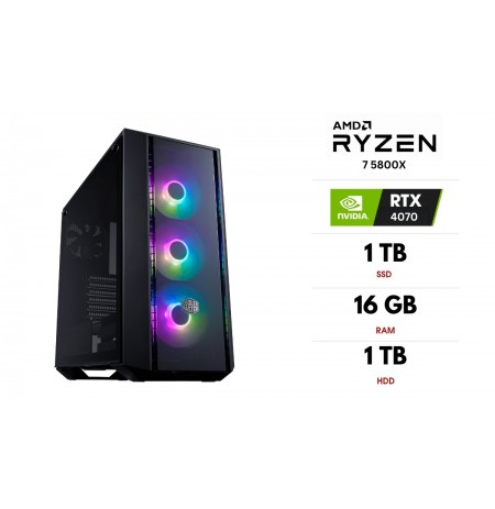 Stacionarus kompiuteris | AMD Ryzen 7 5800X, 16GB 3200MHz, SSD 1TB, HDD 1TB, RTX 4070