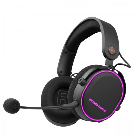 DELTACO GAMING DH420 Wireless gaming headset, USB-C, Black/RGB