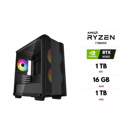 Stacionarus kompiuteris | AMD Ryzen 7 5800X, 16GB 3200MHz, SSD 1TB, HDD 1TB, RTX 4060