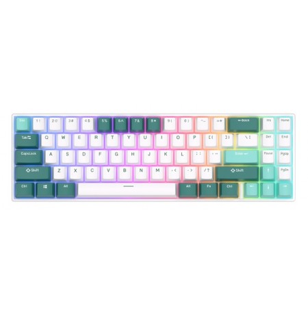 Royal Kludge RK71 TKL RGB Balta/žalia belaidė klaviatūra| 70%, Hot-swap, Blue Switches, US