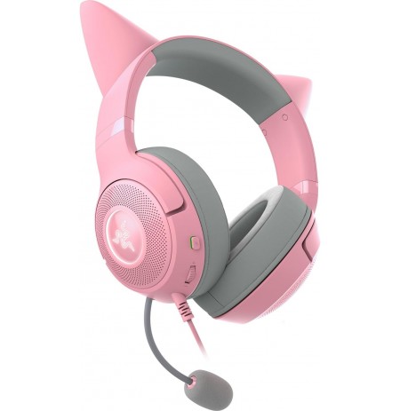 Razer Kraken Kitty V2 - laidinės RGB ausinės su "Kitty Ears" (kvarco rožinė) |USB
