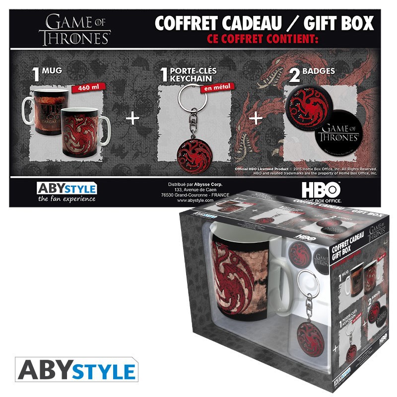 GAME OF THRONES - Pck Mug + Keychain + Badges "Targaryen" gift box