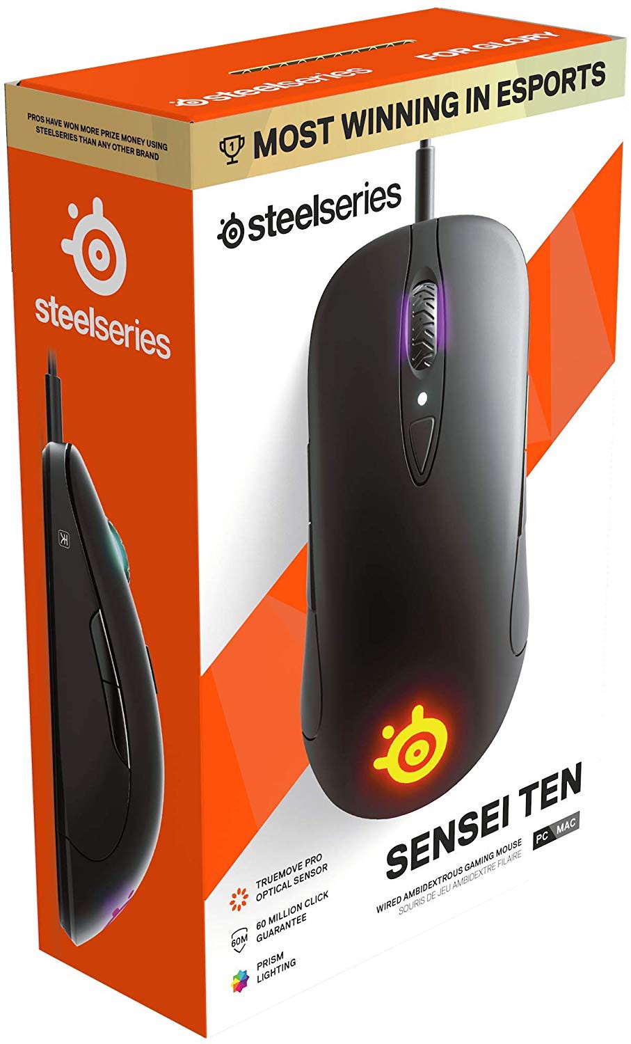 SteelSeries SENSEI TEN juoda laidinė žaidimų optinė pelė | 18000 DPI