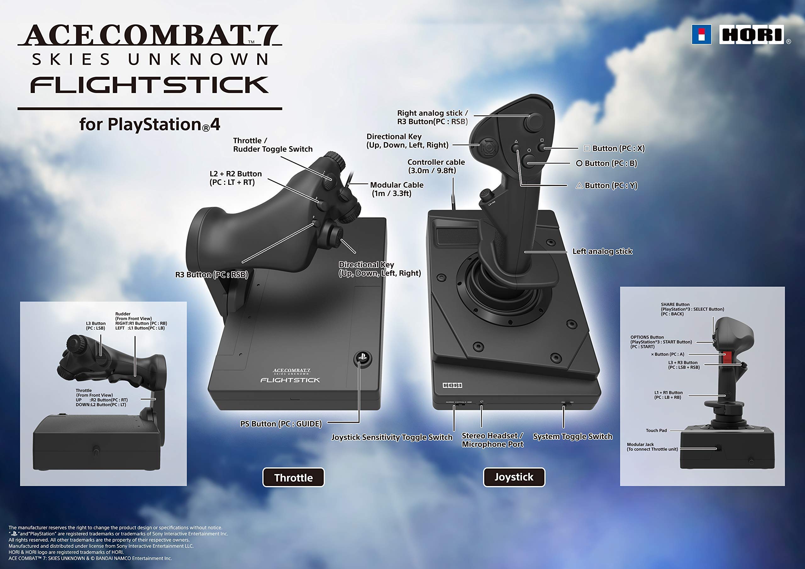 HORI FLIGHT STICK HOTAS controller Licensed by Sony | PS3/PS4/PC