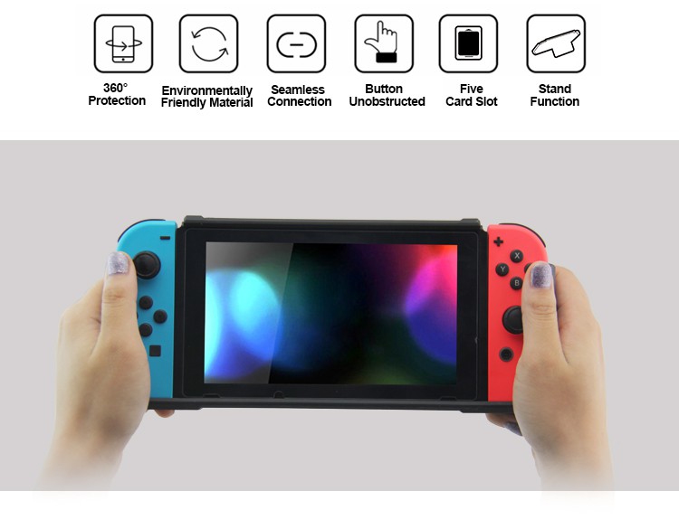 Nintendo Switch Multi-function TPU Case with stand and 5 game holder