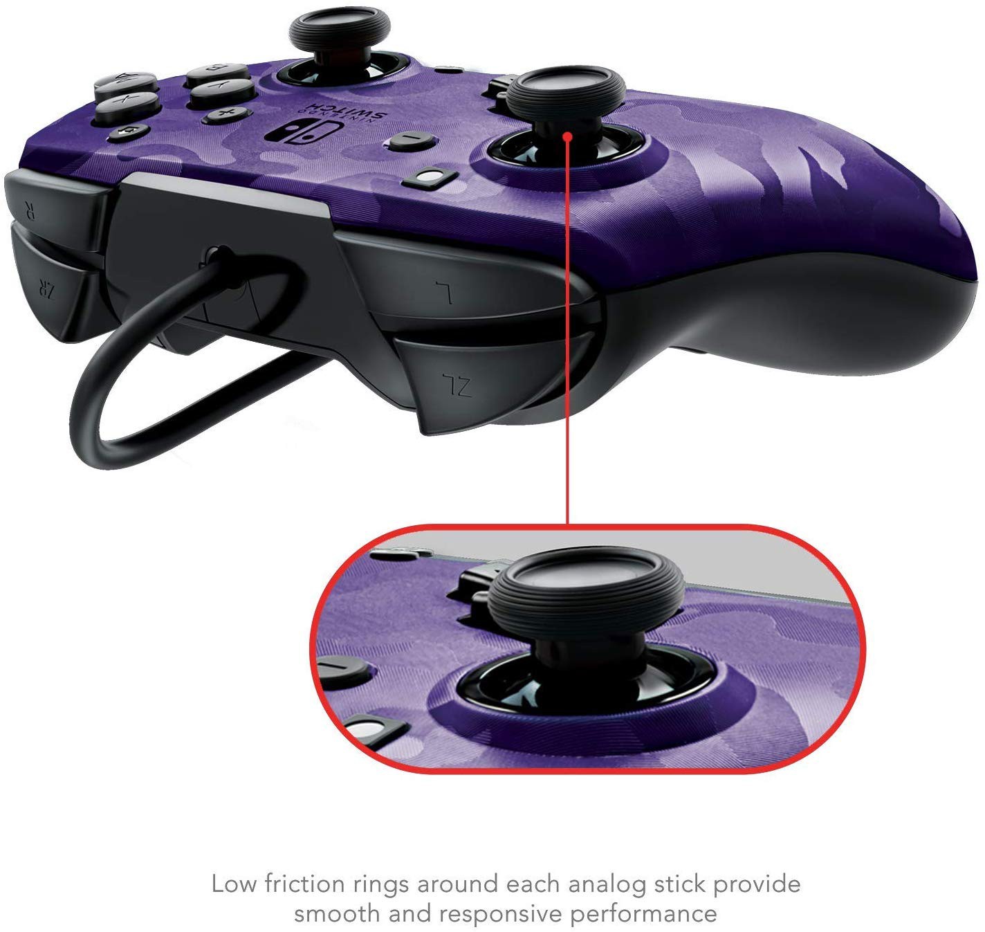 PDP Faceoff Deluxe+ Audio - Purple Camo laidinis valdiklis skirtas Nintendo Switch