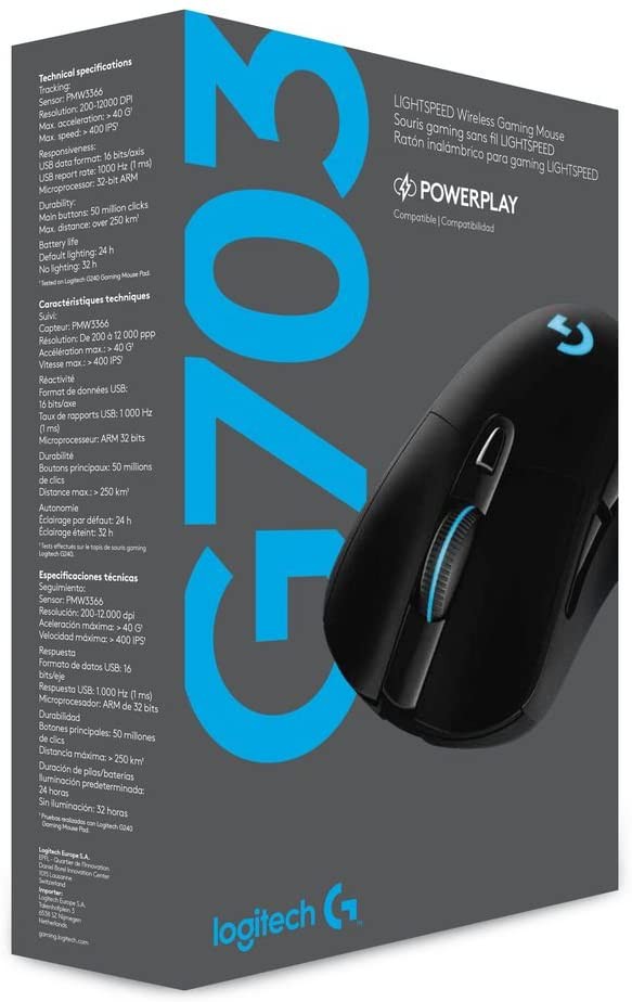LOGITECH G703 LIGHTSPEED Wireless Gaming Mouse | 12000 DPI