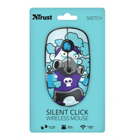 TRUST Sketch Silent Click mėlyna belaidė pelė | 1600 DPI