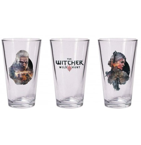 The Witcher 3 Wild Hunt Glass Set Geralt & Ciri Pint Glasses