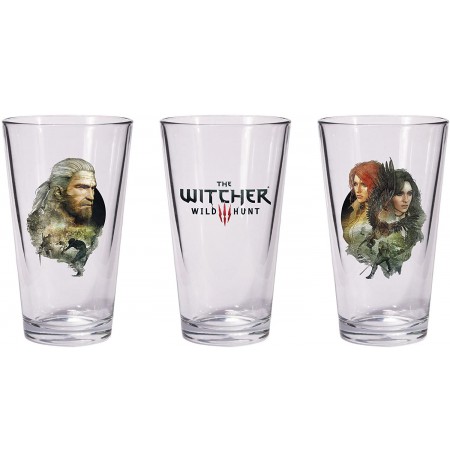 The Witcher 3 Wild Hunt Glass Set Geralt & Ciri Pint Glasses