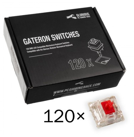 Glorious PC Gaming Race Gateron Red switchai | Linear & Silent (120 vnt)