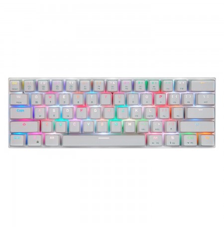 MOTOSPEED CK62 PRO balta belaidė 60% mechaninė klaviatūra su RGB apšvietimu (US, Red switch)