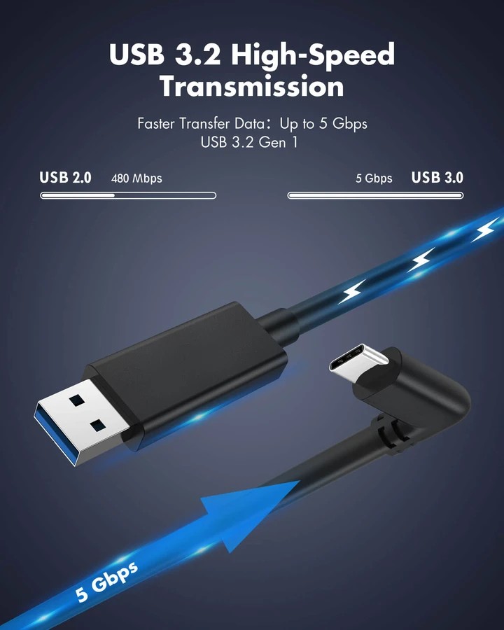 Kiwi Design QC-5 USB-C 16FT (5M) ilgio laidas Oculus Quest 1 ir 2 (USB 3.2)