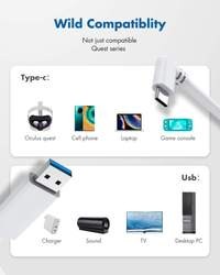 Kiwi Design QC-5 USB-C 16FT (5M) ilgio laidas Oculus Quest 1 ir 2 (USB 3.2) (Baltas)