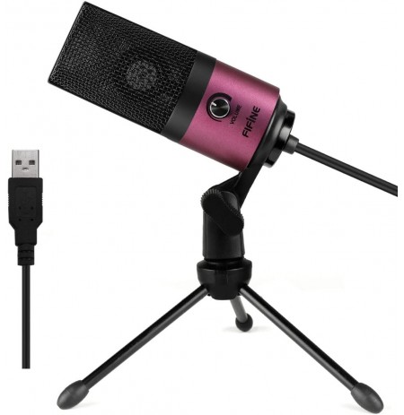 FIFINE K669 rožinis kondensatorinis mikrofonas | USB