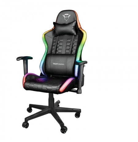 TRUST GXT716 Rizza RGB LED juoda ergonominė kėdė + PowerBank