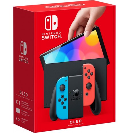 Nintendo Switch OLED console (with Neon Red and Neon Blue Joy-Con)