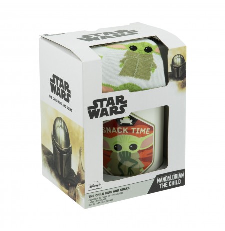 Star Wars The Mandalorian Yoda Child mug and socks gift set