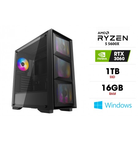 Stacionarus kompiuteris | AMD Ryzen 5 5600X, 16GB 3200MHz, SSD 1TB, HDD 1TB, RTX 3060, WiFi