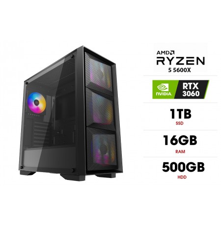 Stacionarus kompiuteris | AMD Ryzen 5 5600X, 16GB 3200MHz, SSD 1TB, HDD 500GB, RTX 3060