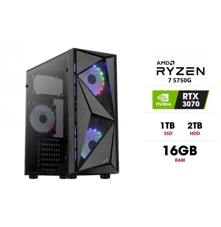 Stacionarus kompiuteris | AMD Ryzen 7 PRO 5750G, 16GB 3200MHz, SSD 1TB, HDD 2TB, RTX 3070
