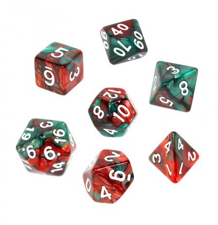 REBEL RPG Dice Set - Two Color - Red and Green