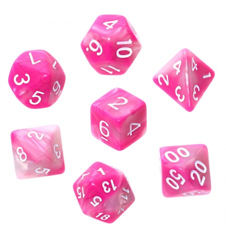 REBEL RPG Dice Set - Two Color - Pink and White