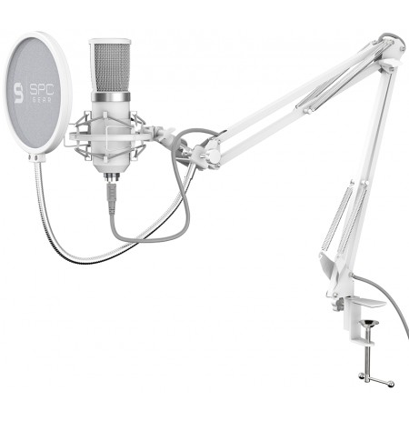 SPC Gear SM950 Onyx White Condenser Microphone + Stand | USB