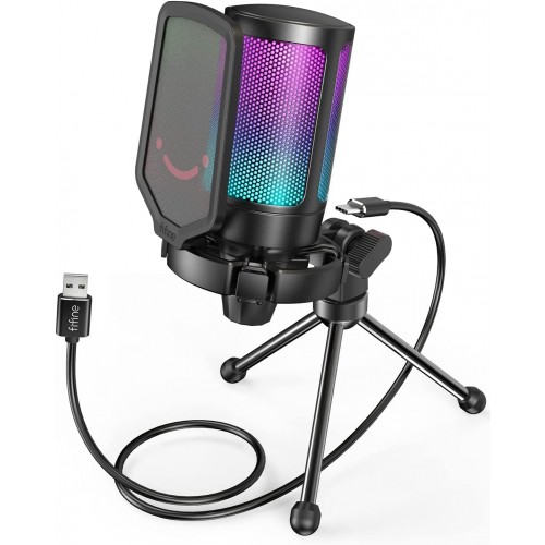  TECURS RGB Gaming Microphone-USB Microphone for
