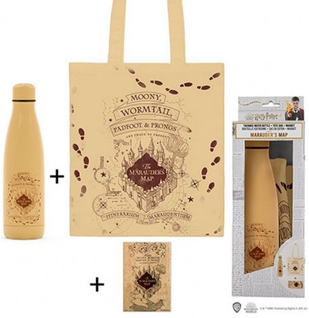 Harry Potter Marauder Map shopping bag, drink bottle and magnet gift set