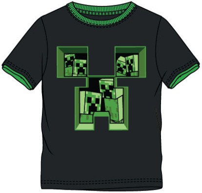 Minecraft Creepy Creeper Black marškinėliai | 8 metų