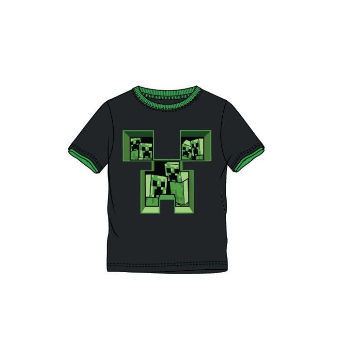 Minecraft Creepy Creeper Black marškinėliai | 6 metų