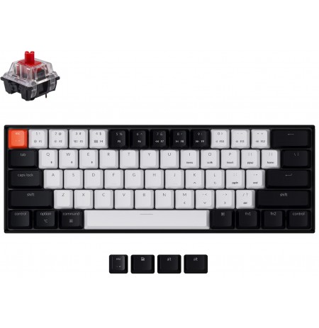 Keychron K12 mechanical 60% keyboard (Wireless, White Backlight, Hot-swap, US, Gateron Red) (REFURBISHED)