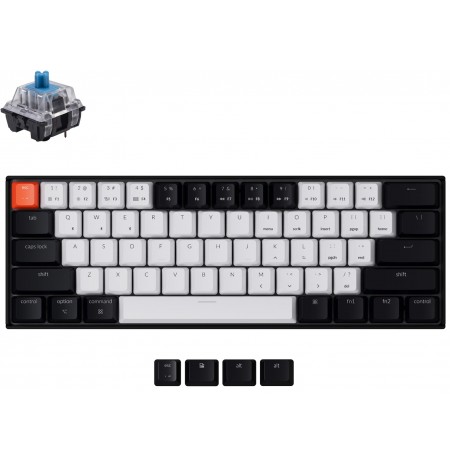 Keychron K12 mechanical 60% keyboard (Wireless, White Backlight, Hot-swap, US, Gateron Blue)