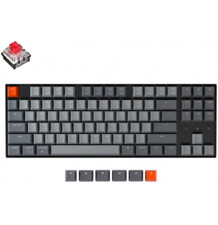 Keychron K8 mechaninė 80% klaviatūra (bevielė, aliuminio rėmo, RGB, US, LK Red)