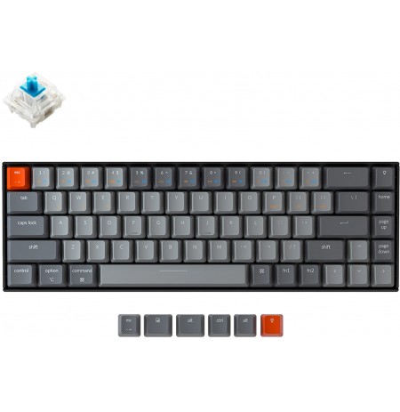 Keychron K6 mechaninė 65% klaviatūra (bevielė, White Backlight, US, Gateron Blue)