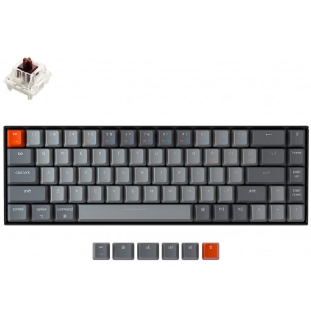Keychron K6 mechaninė 65% klaviatūra (bevielė, White Backlight, US, Gateron Brown)