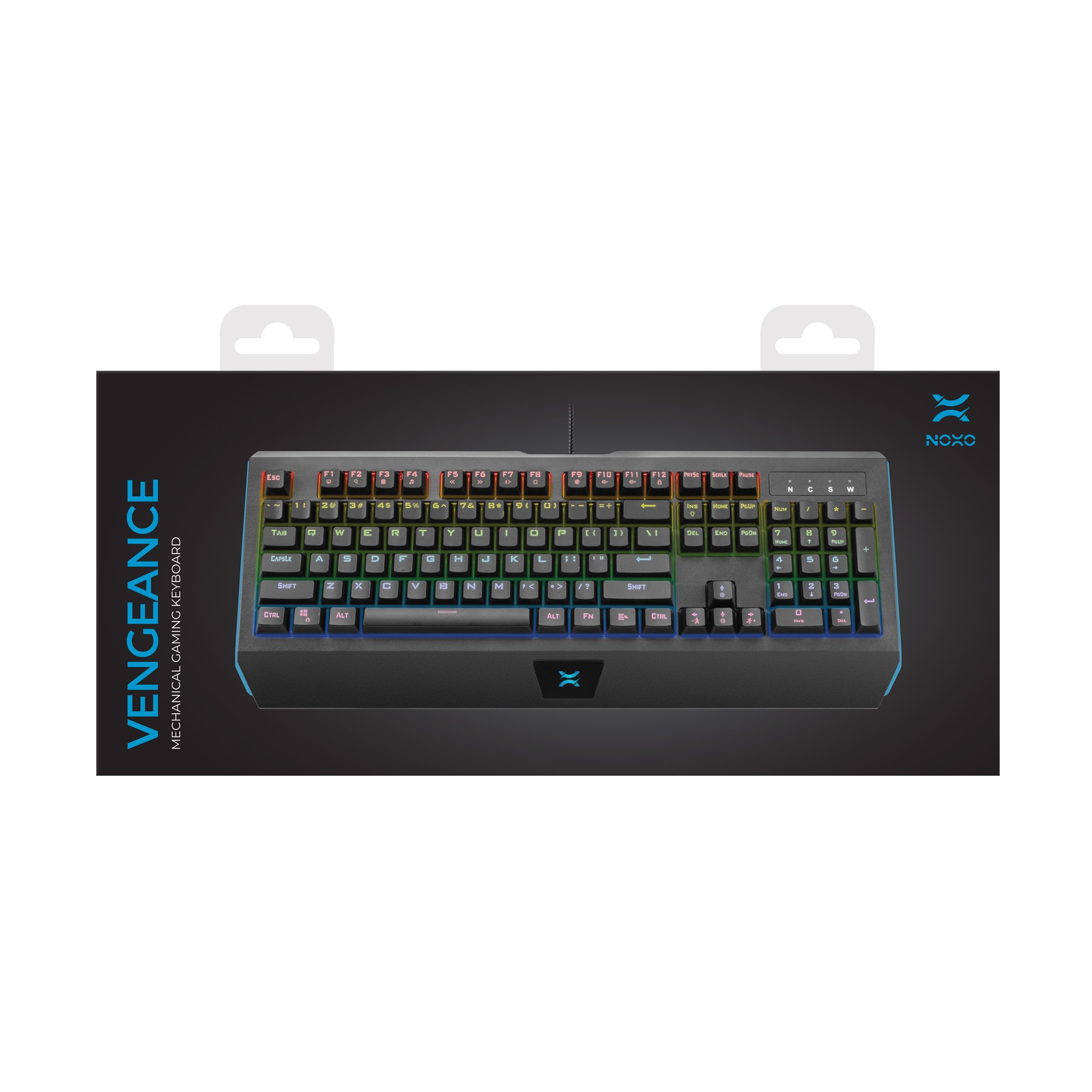 NOXO Vengeance mechaninė laidinė RGB klaviatūra | US, Blue Switch