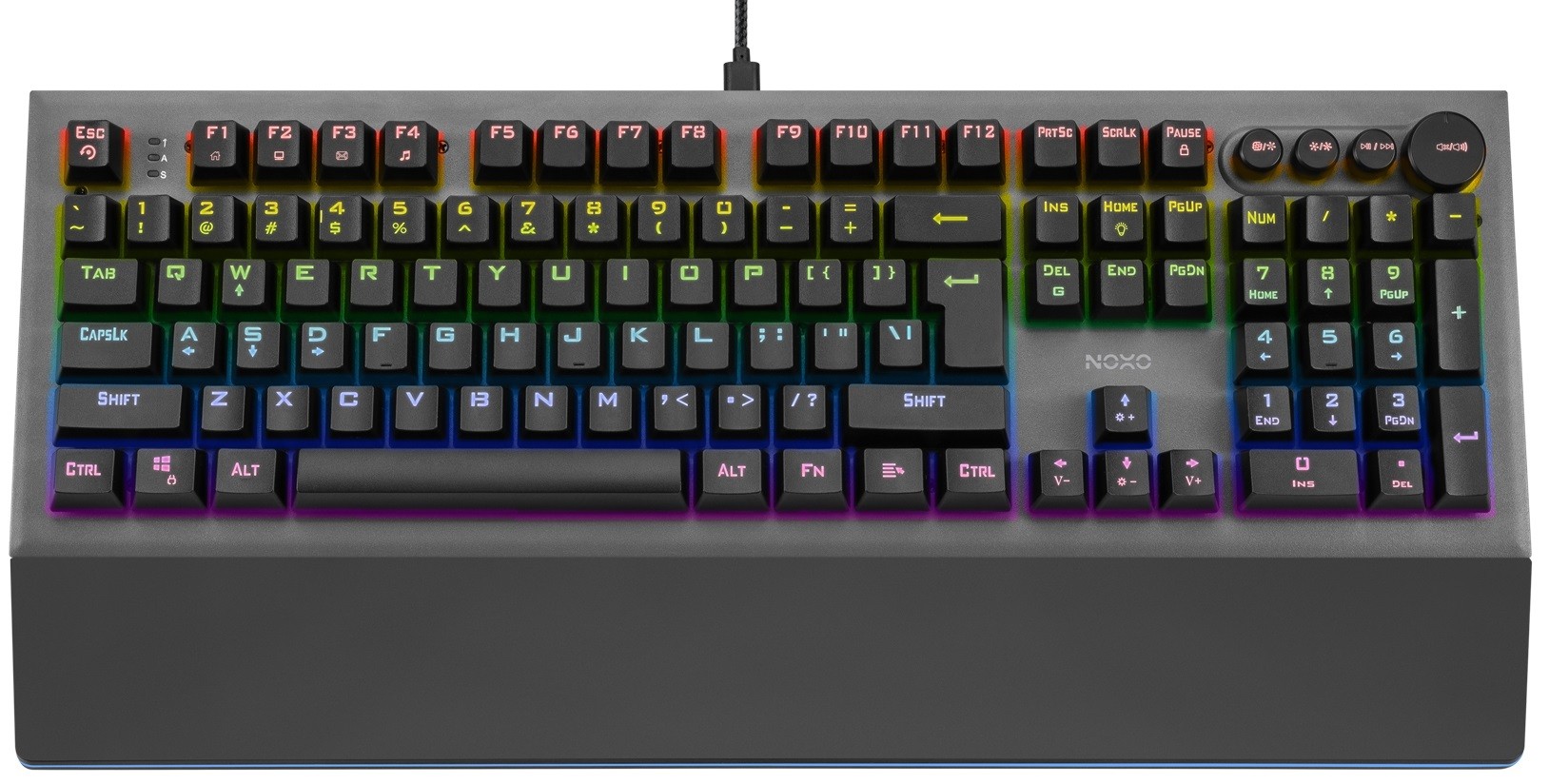 NOXO Conqueror mechaninė laidinė RGB klaviatūra | US, Blue Switch