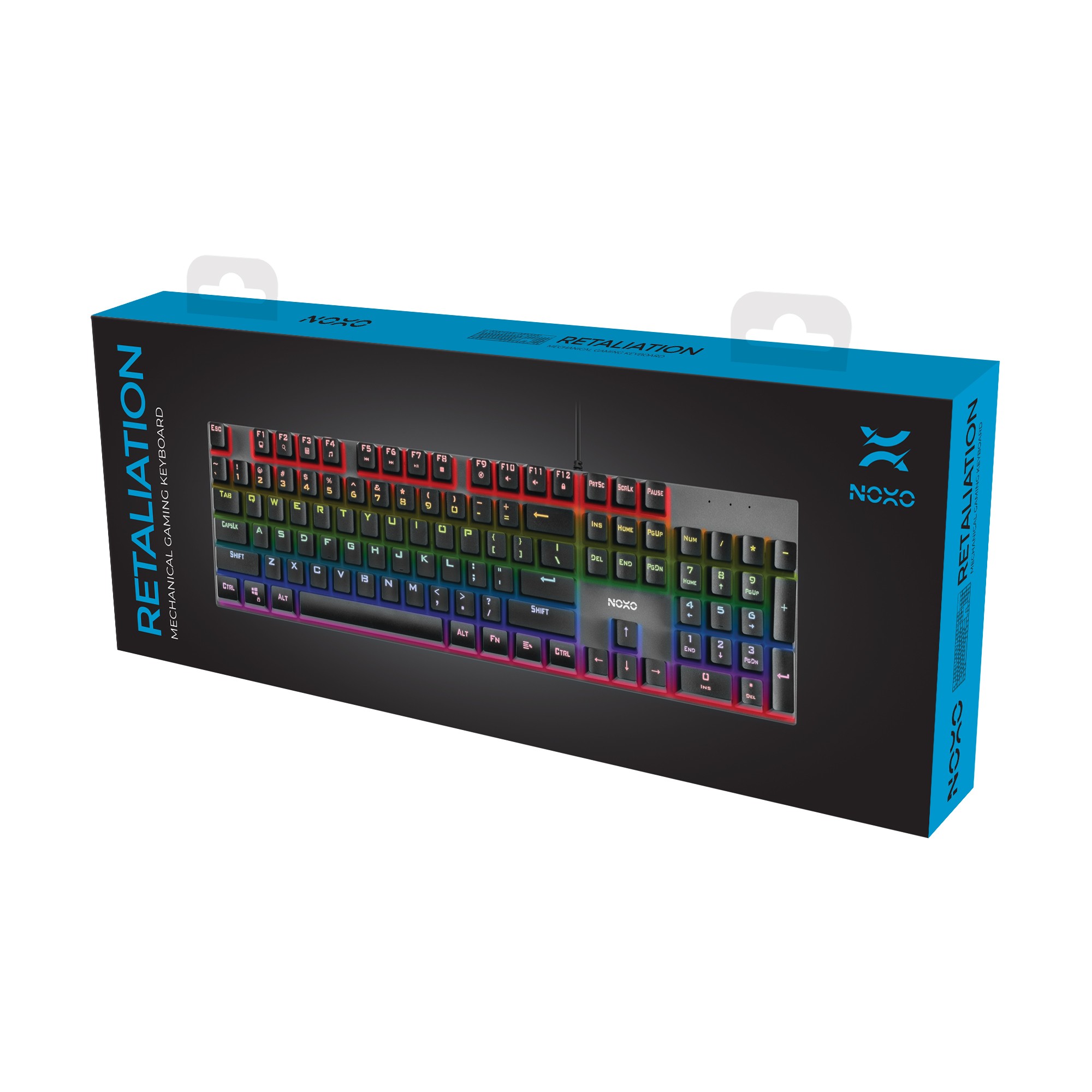 NOXO Retaliation mechaninė laidinė RGB klaviatūra | US, Blue Switch