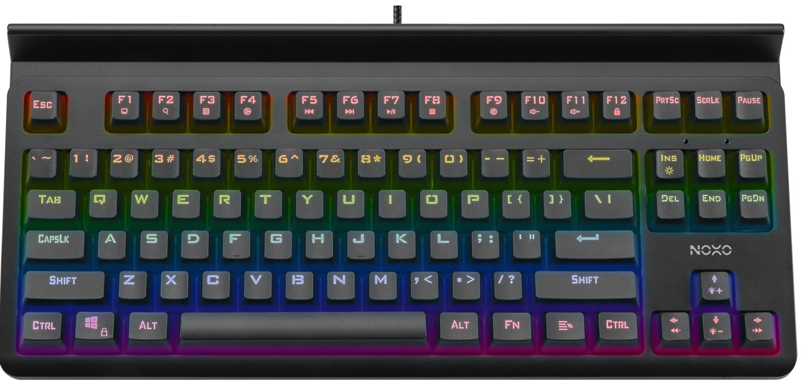 NOXO Specter TKL mechaninė laidinė RGB klaviatūra su telefono/planšetės laikykliu | US, Blue Switch