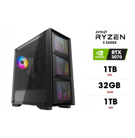 Stacionarus kompiuteris | AMD Ryzen 5 5600X, 32GB 3200MHz, SSD 1TB, HDD 1TB, RTX 3070