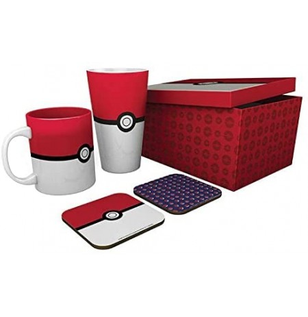 Pokemon Pokéball puodelio, stiklinės ir padėkliukų rinkinys