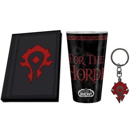 World of Warcraft Horde Glass, Notebook And Keychain Gift Set
