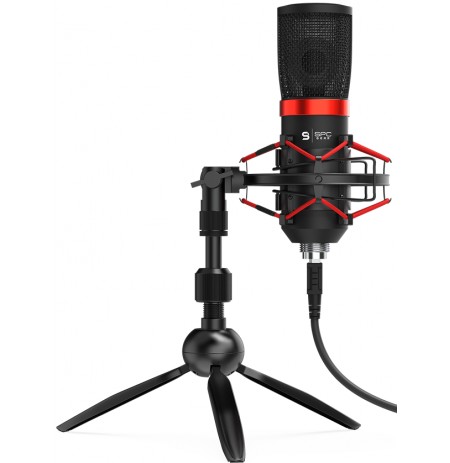 SPC Gear SM950T Black Condenser Microphone + Stand | USB