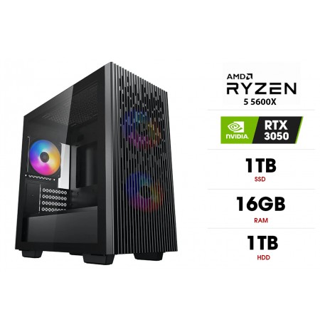 Stacionarus kompiuteris | AMD Ryzen 5 5600X, 16GB 3200MHz, SSD 1TB, HDD 1TB, RTX 3050