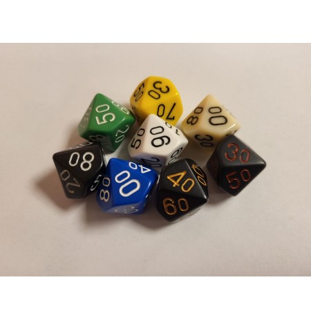 Chessex d10 (00-90) Polyhedral Dice (1 Vnt)