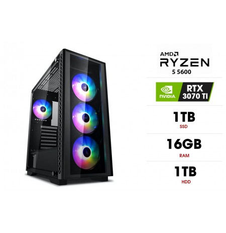 Stacionarus kompiuteris | AMD Ryzen 5 5600, 16GB 3200MHz, SSD 1TB, HDD 1TB, RTX 3070 TI